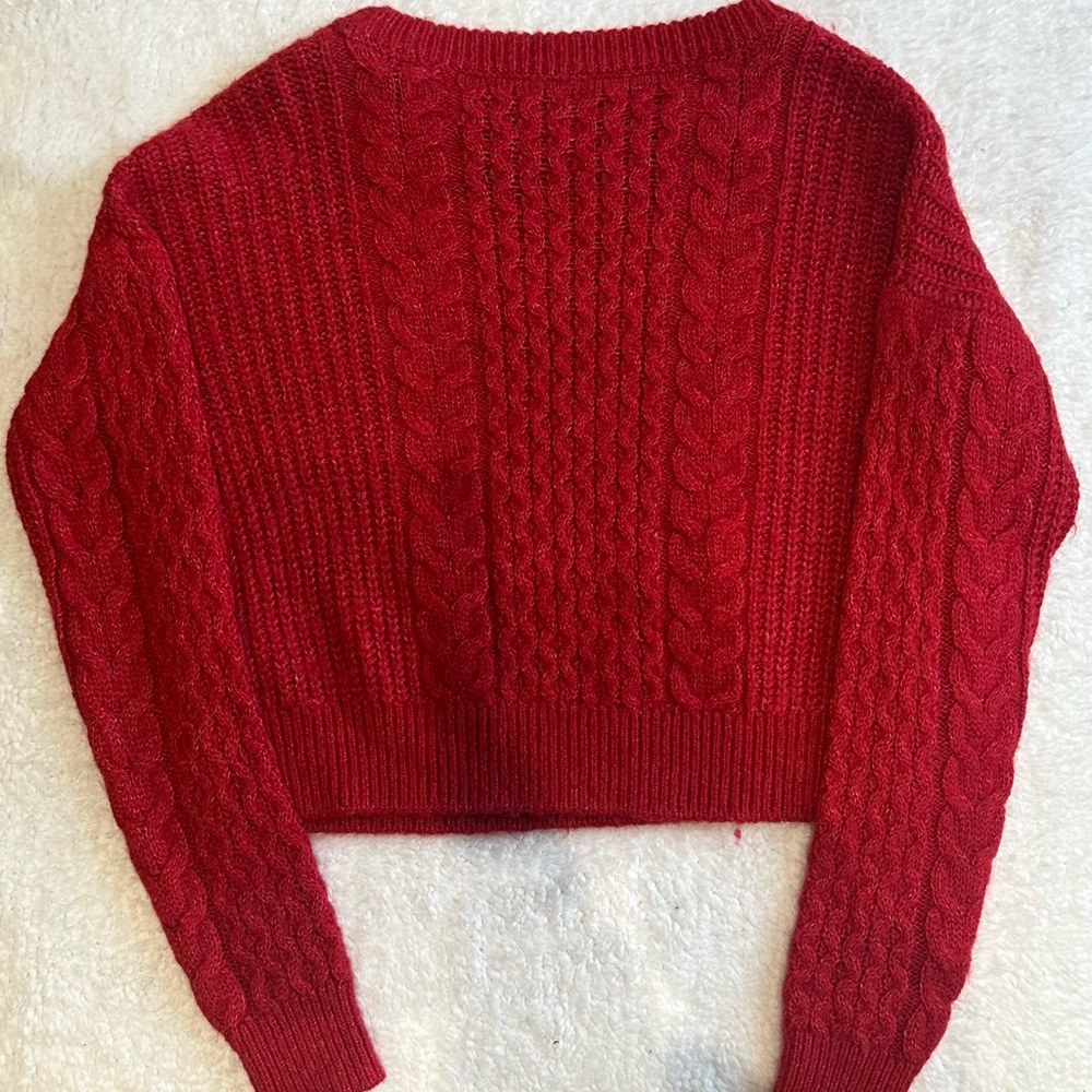 Abercrombie & Fitch Red Cable Knit Sweater